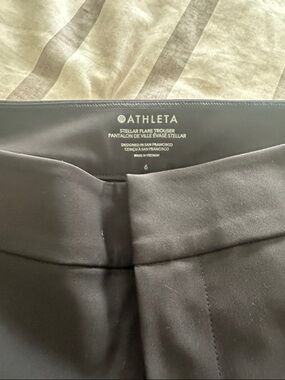 Athleta Black Stellar Flare Trouser - Tailored Waistband with side leg zippers